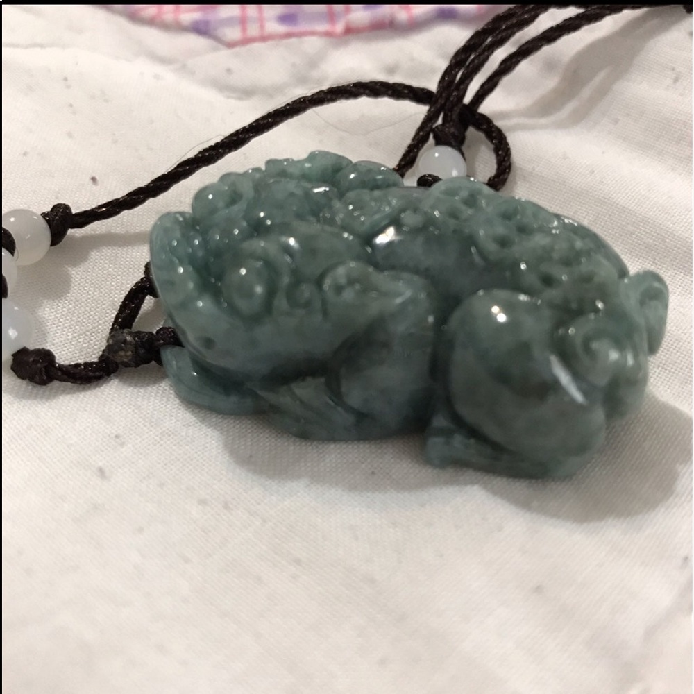 Certified 100% Natural Jade Jadeite Hand Carved Pixiu Coin Pendant New 642025
